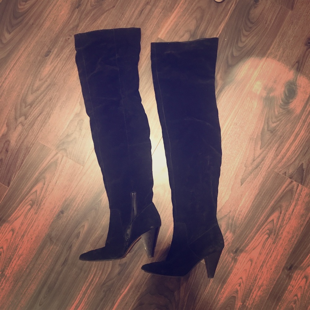 Steve madden suede thigh high black boots